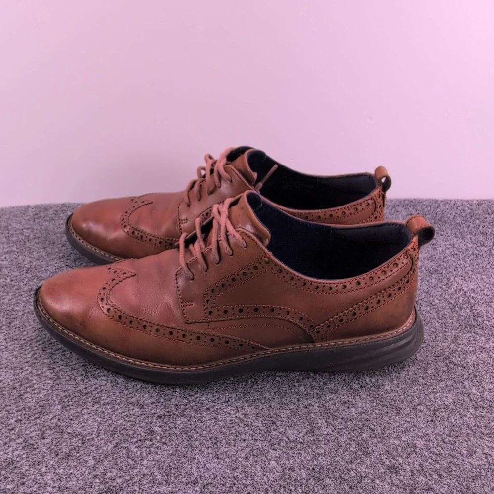 Cole Haan Grand OS Wingtip Oxford Mens 11M British Tan Leather Brogue C26385